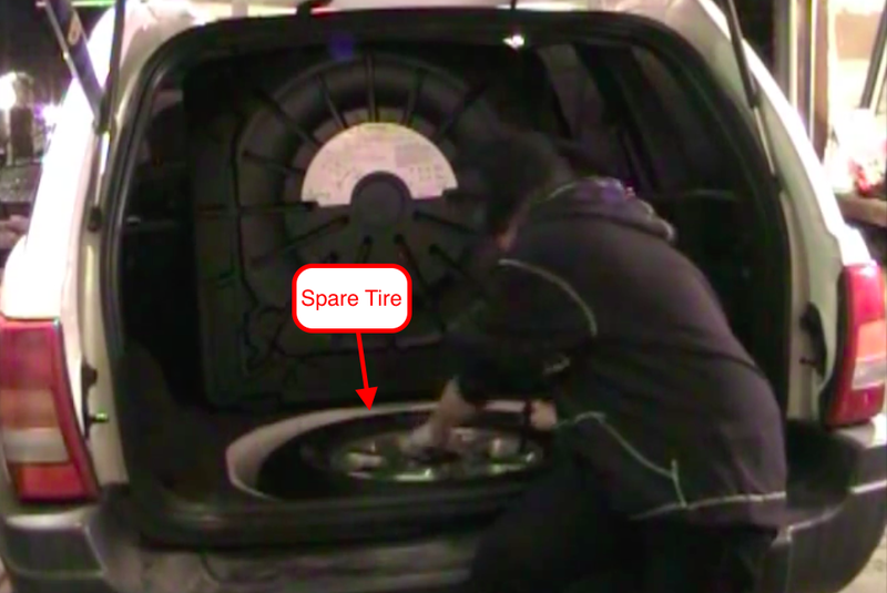 The Jeep Grand Cherokee WJ (1999-2004) had its spare under a false floor in the rear cargo area.
